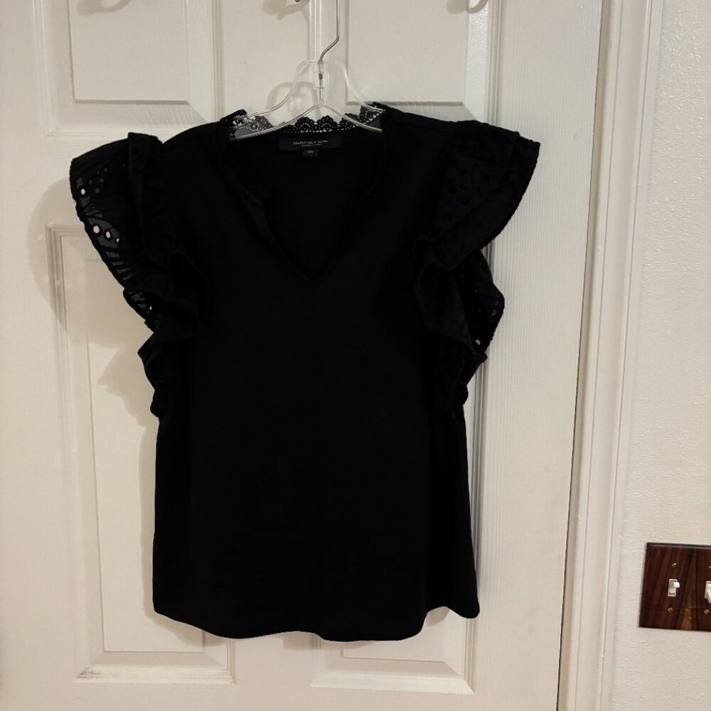 Marc New York Eyelet Ruffle Sleeve Top - M